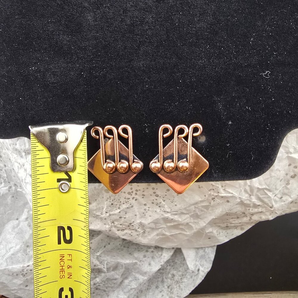 Vintage Renoir Copper 3 Musical Notes Clip-On Earrings - Picture 8 of 9